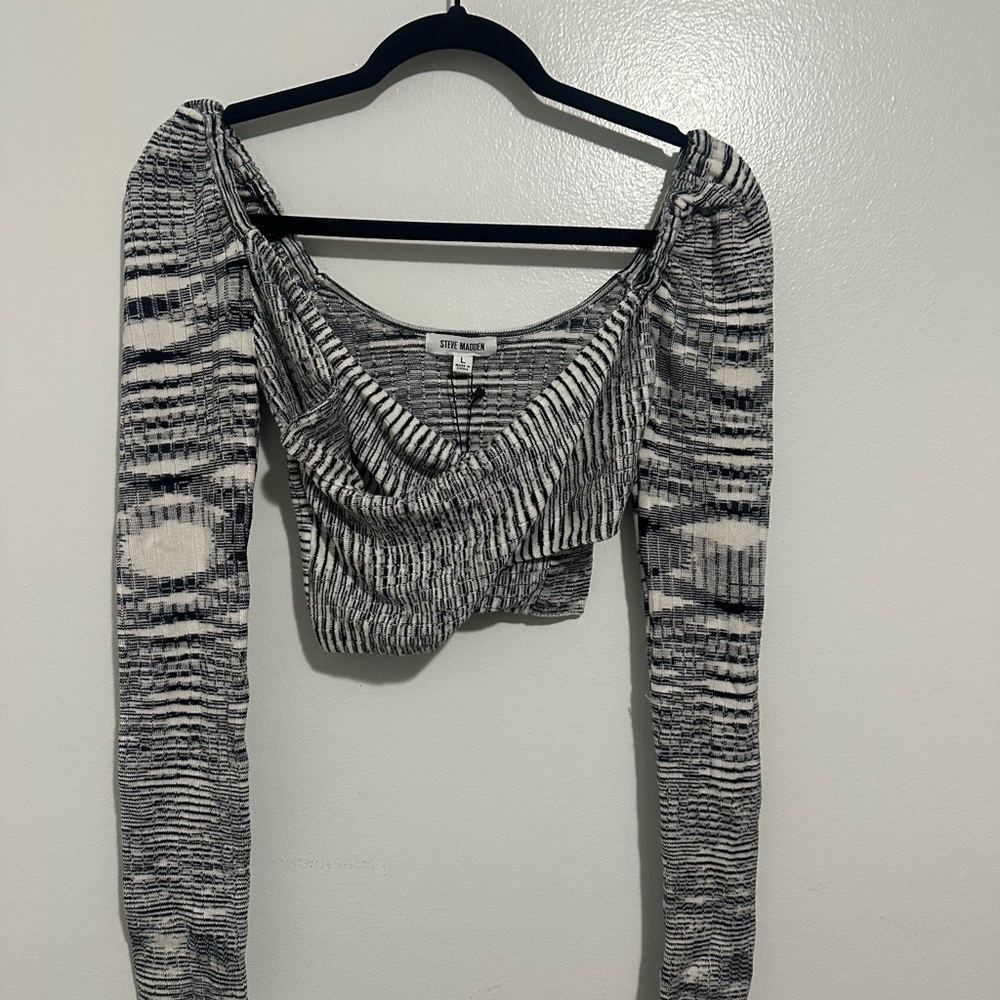 Steve Madden Women's Striped Crop Top in Black and White